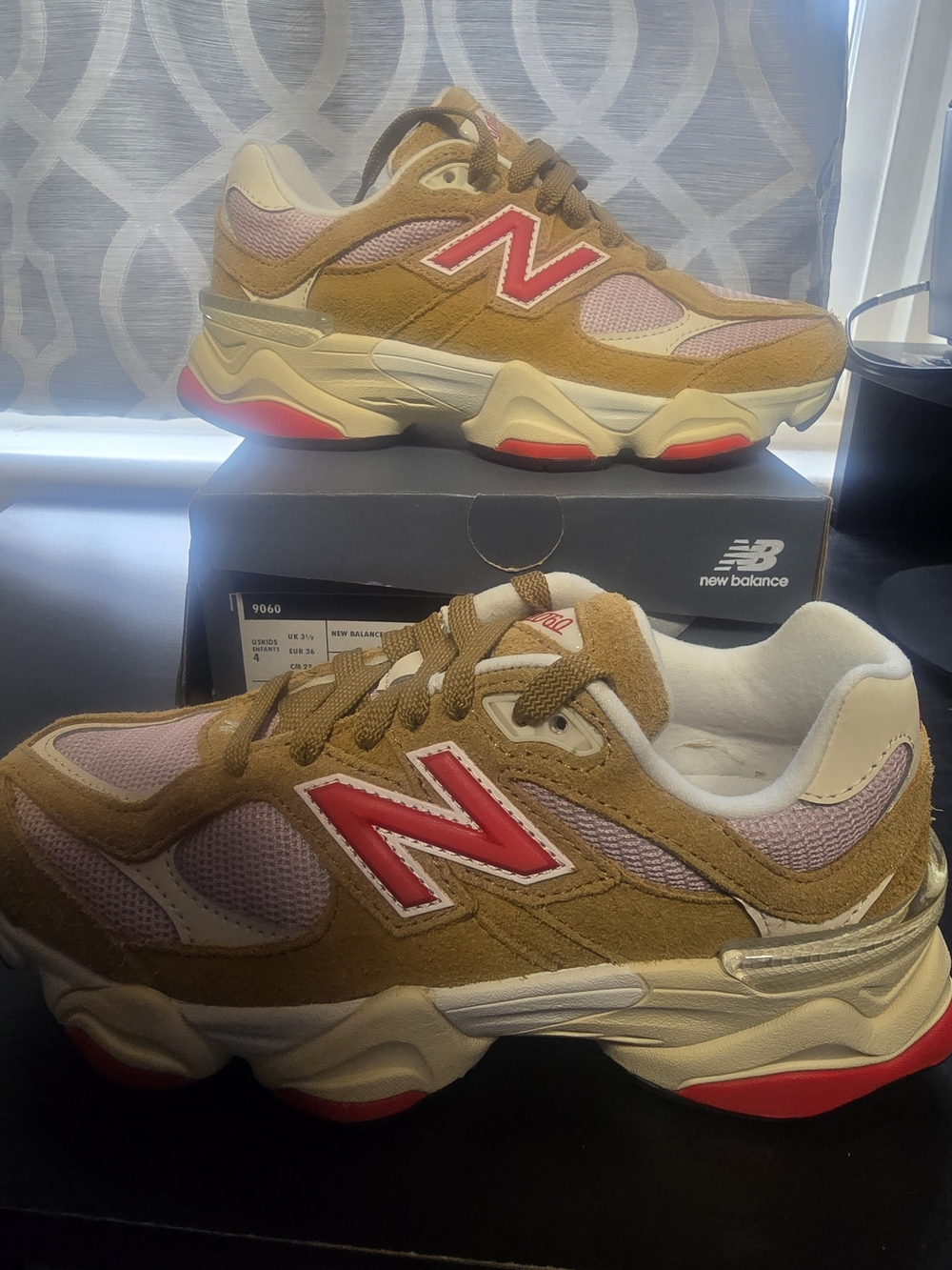 New Balance Kids' Tan & Pink Athletic Sneakers
